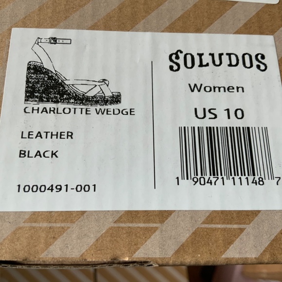 Soludos Charlotte Knotted Black Leather Wedge Espadrille Platform Sandal 10 - Picture 13 of 13